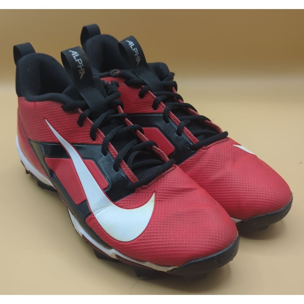Nike Mens Alpha Menace 4 Shark Football Cleats Red Black Sz 9 Rubber Studs